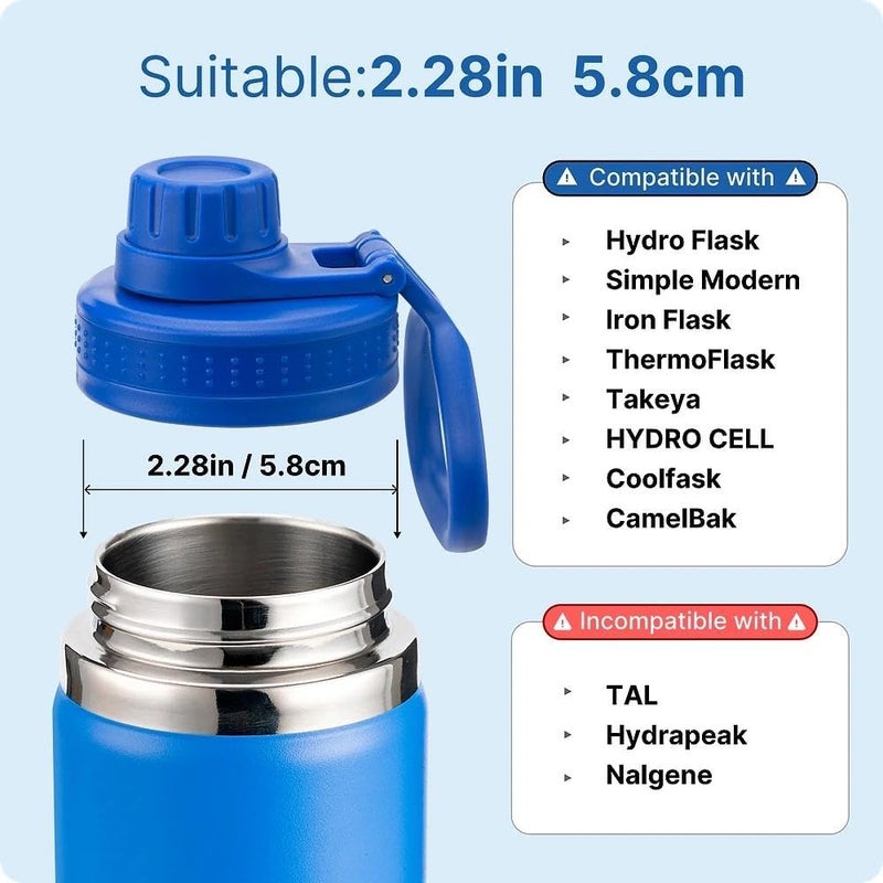 Prurex Replacement Spout Lid for Hydro Flask Wide Mouth Bottles (12/16/18/22/32/40/64oz) – 2.28" Leak-Proof Sports Cap Accessory, Secure Fit - Image 3